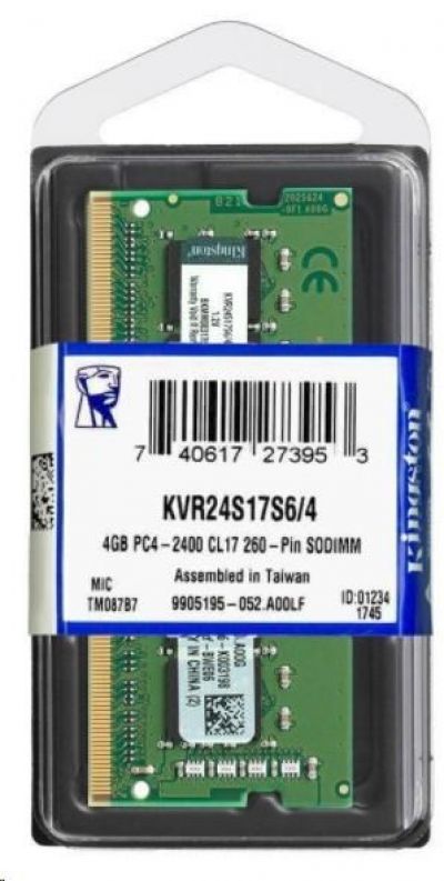 SODIMM DDR4 4GB 2666MT/s CL19 Non-ECC 1Rx16 KINGSTON VALUE RAM 
