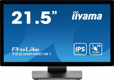 IIYAMA Monitor 22 cale T2238MSC-B1 IPS,FHD,DP,HDMI,2x2W,2xUSB,600(cd/m2),   10pkt.7H,IP1X(FRONT),PION/POZIOM 