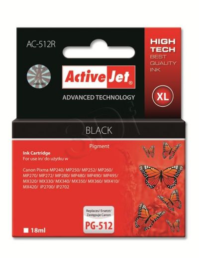 ActiveJet AC-512R tusz czarny do drukarki Canon (zamiennik Canon PG-512)