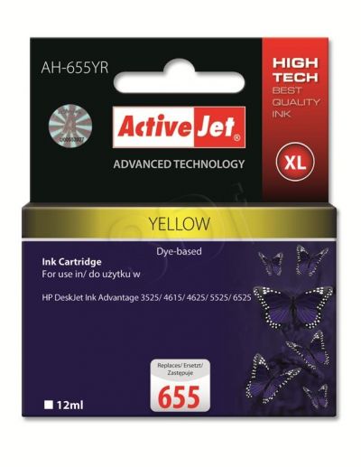 ActiveJet AH-655YR tusz yellow do drukarki HP (zamiennik HP 655 CZ112AE)