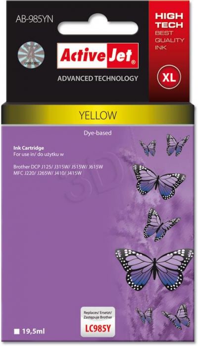 ActiveJet AB-985YN (AB-985Y) tusz Yellow do drukarki Brother (zamiennik LC985Y)