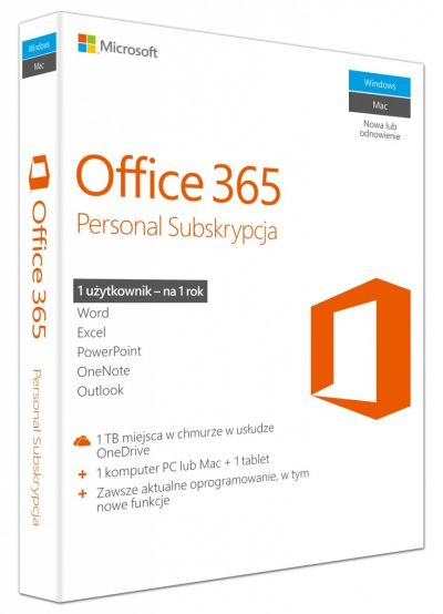 Office 365 Personal PL P2 1Y 1 Użytkownik /1 komputer PC lub Mac QQ2-00535. Stare SKU: QQ2-00075