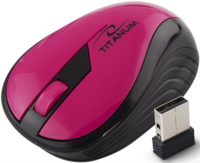 TITANUM Bezprzewodowa Myszka Optyczna 3D TM114P | 2.4 GHz | 1000 DPI | Różowa