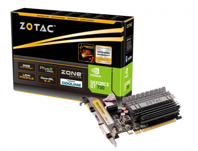 ZOTAC ZT-71113-20L ZOTAC GeForce GT 730 ZONE Edition Low Profile, 2GB DDR3 (64 Bit), HDMI, DVI, VGA