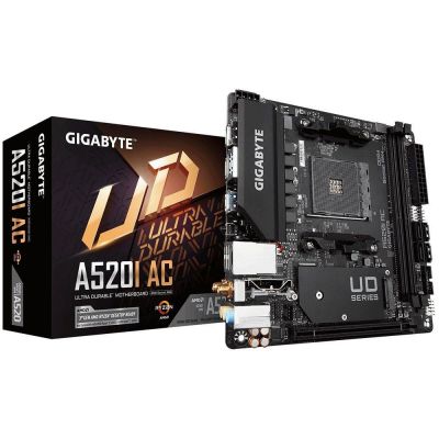 Płyta Gigabyte A520I AC (rev. 1.0)/AMD A520I/DDR4/SATA3/M.2/USB3.0/PCIe3.0/WiFi/BT/AM4/mITX
