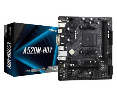 Płyta ASRock A520M-HDV/AMD A520M/DDR4/SATA3/M.2/USB3.1/PCIe3.0/AM4/mATX