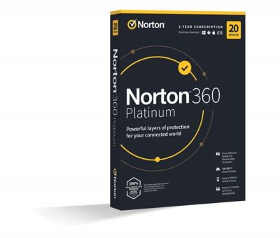 NORTON 360 PLATINUM 100GB +VPN 1 użytkownik na 20 urządzeń przez 1 rok ESD