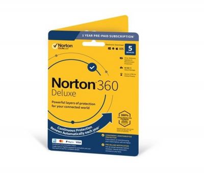 NORTON 360 DELUXE 25GB +VPN 1 użytkownik na 3 urządzenia przez 1 rok ESD