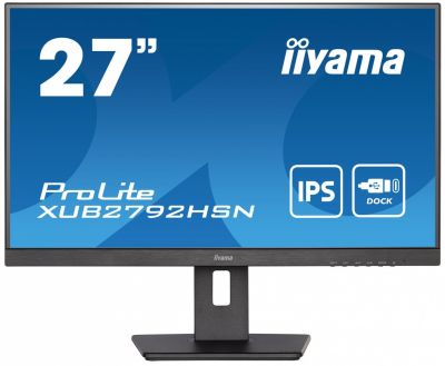 IIYAMA 27 cali XUB2792HSN-B5 IPS,FHD,HDMI,DP,USB-c Dock,HAS(150mm) 